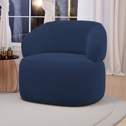 Kit 02 Poltronas Orgânicas Giratória Living Glee Veludo Azul Marinho - Desk Design - 2