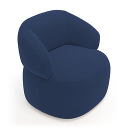 Kit 02 Poltronas Orgânicas Giratória Living Glee Veludo Azul Marinho - Desk Design - 5