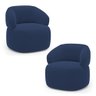 Kit 02 Poltronas Orgânicas Giratória Living Glee Veludo Azul Marinho - Desk Design - 1