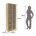 Ver imagem 4 de Armário Multiuso 60cm com 2 Portas de Vidro e 4 Prateleiras Am Marrom/Amêndoa