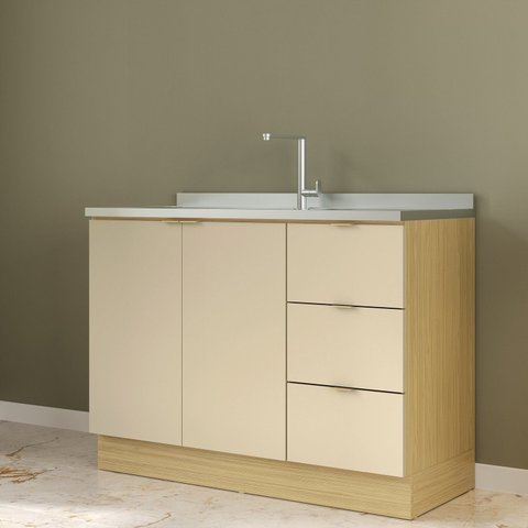 Balcao Pia 3 Gavetas e 2 Portas Elite Yescasa Amarelo/Canary/Off White