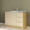 Ver imagem 1 de Balcao Pia 3 Gavetas e 2 Portas Elite Yescasa Amarelo/Canary/Off White