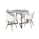 Ver imagem 6 de Mesa Jantar Industrial Quadrada Branca 90cm Base V Ferro Preto com 4 Poltronas Brancas Marrom