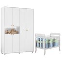 Ver imagem 1 de Berço Americano Lila com Guarda Roupa Infantil Vittoria MDF Branco Albatroz Móveis