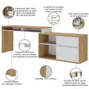 Ver imagem 4 de Mesa para Escritório Escrivaninha Home Office 12 em 1 Forms A02 Olmo Branco - Lyam Decor