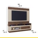 Ver imagem 3 de Rack com Painel Ripado Tv 65 Pol Toronto 183 X 180 Cm Nichos Mdp Off White Mocaccino - Clicklar