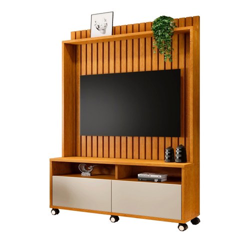 Estante Home Estilos Tv até 55 Pol 2 Pt -ripado -carmolar:nature/off-white