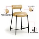 Ver imagem 3 de Banqueta Cozinha Alta com Encosto Kit 3 Industrial Preto Londres PU Facto D03 - D'Rossi