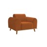 Poltrona Living Átila Estofada em Veludo Terracota Base Madeira Maciça - 1
