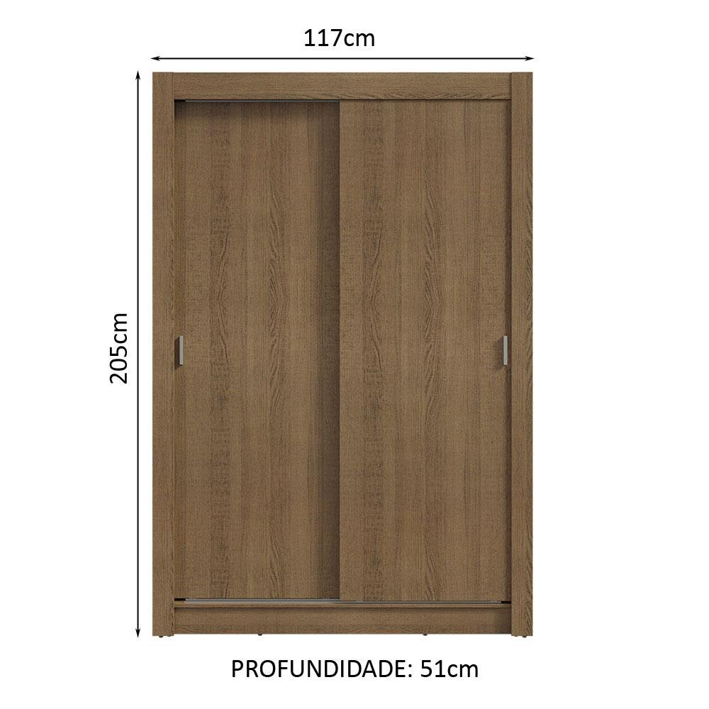 Guarda-roupa Solteiro 2 Portas de Correr 4 Gavetas Rustic Vivare Plus Madesa - 3