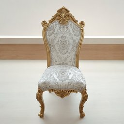 Cadeira Clássica Dourado com Estofado Bege - 122x58x50cm Prime Home Decor - 2