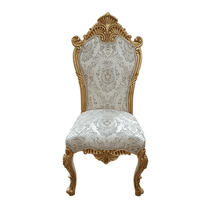 Cadeira Clássica Dourado com Estofado Bege - 122x58x50cm Prime Home Decor