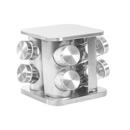Porta Tempero Condimentos Cozinha Giratório Inox 8 Potes - 1