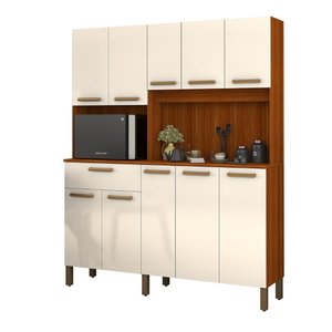 Armário Jade Cozinha 10 Portas Compacto e Resistente Mdf:off White