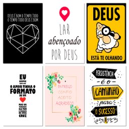 Kit 6 Placas Decorativas Frases Deus é Bom 20x30 cm Mdf - 1 Kit 6 Placas Decorativas Frases Deus é Bom 20x30 cm Mdf - 1