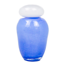 Ver imagem 1 de Vaso de Vidro Azul com Tampa Branca