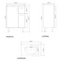Ver imagem 2 de Conjunto Gabinete de Banheiro Gouda 1 Porta 2 Gavetas 60cm Amadeirado Venturi