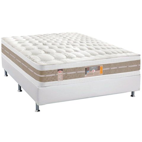 Cama Box Casal: Colchão Molas Ensacadas Castor Pocket Silver Star Air DF + Base CRC Courano White(