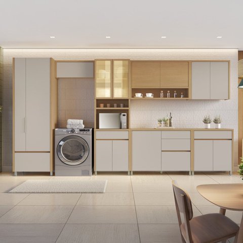 Cozinha 7 Peças 14 Portas 6 Gavetas 420cm 100% MDF Mista