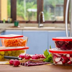 Tigela de Vidro Temperado Pote Refratário Redondo 2,4L com Tampa Marinex Transparente - 3