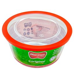Tigela de Vidro Temperado Pote Refratário Redondo 2,4L com Tampa Marinex Transparente - 5
