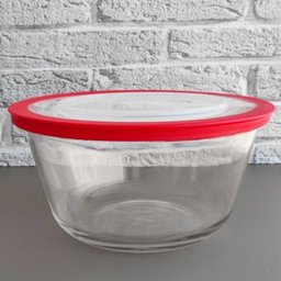 Tigela de Vidro Temperado Pote Refratário Redondo 2,4L com Tampa Marinex Transparente - 8