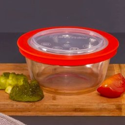 Tigela de Vidro Temperado Pote Refratário Redondo 2,4L com Tampa Marinex Transparente - 1