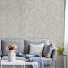 Papel de Parede 3D Textura Branca Geométrico com Dourado-60x300cm - 1