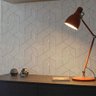 Papel de Parede 3D Textura Branca Geométrico com Dourado-60x300cm - 2