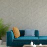 Papel de Parede 3D Textura Branca Geométrico com Dourado-60x300cm - 3