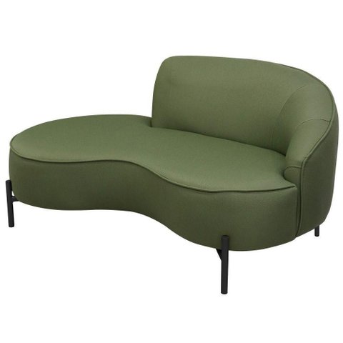 Sofá Curvo 2 Lugares 150cm Braço Esq. Thommy Pés Preto Linho Verde Claro - Nexta Casa