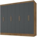 Ver imagem 1 de Guarda-roupa Casal 8 Portas 4 Gavetas Chumbo e Cinamomo 100% Mdf