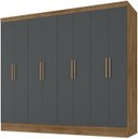 Ver imagem 1 de Guarda-roupa Casal 8 Portas 4 Gavetas Chumbo e Cinamomo 100% Mdf