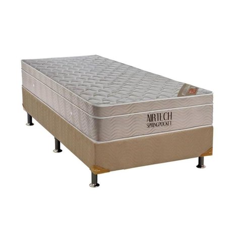 Cama Box Solteiro: Colchão Molas Ensacadas Ortobom Fort Airtech Spring + Base Clean(88x188)