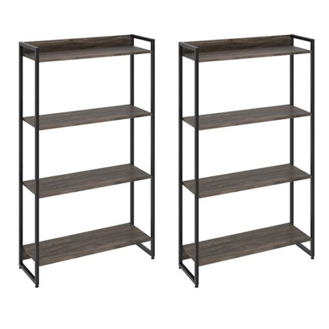 Kit 2 Estantes Multiuso Industrial 4 Prateleiras Areta 145x80cm C01 Carvalho Dark - Lyam Decor
