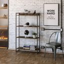 Ver imagem 2 de Kit 2 Estantes Multiuso Industrial 4 Prateleiras Areta 145x80cm C01 Carvalho Dark - Lyam Decor
