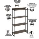 Ver imagem 4 de Kit 2 Estantes Multiuso Industrial 4 Prateleiras Areta 145x80cm C01 Carvalho Dark - Lyam Decor