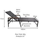 Ver imagem 3 de Espreguiçadeira Diamante Alumínio Sling Hotel Piscina Jardim