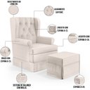 Ver imagem 4 de Poltrona De Amamentação Com Balanço e Puff P02 Capitonê Linho Cru - Lyam Decor