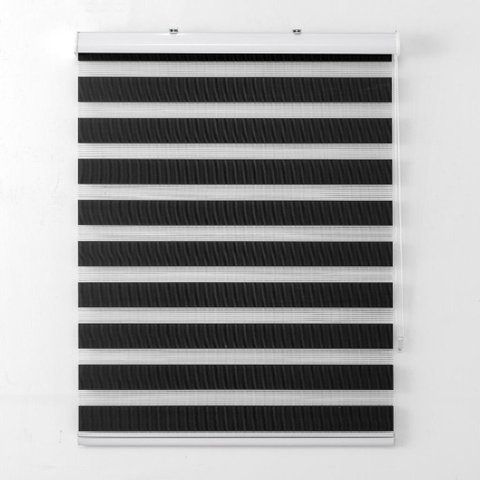 Persiana Rolo Duplo Bandô Sunny Preto 160 (L) x 160 (A) Cortina Zebra Double Vision 1,60 X 1,60
