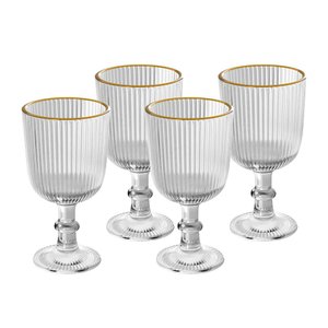 Kit 4 Taças Vidro para Licor C/fio Ouro Lines 75ml - Wolff