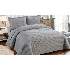 Kit Colcha Plumê Queen Grafite