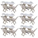 Ver imagem 1 de Kit 6 Conjuntos de Mesa com 4 Cadeiras de Madeira Dobrável 120x70 sem Pintura/Crua