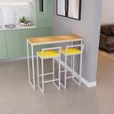 Ver imagem 2 de Bancada Cozinha Balcão Gourmet Pinus 2 Banquetas Estofado Br