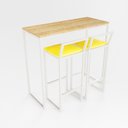 Ver imagem 1 de Bancada Cozinha Balcão Gourmet Pinus 2 Banquetas Estofado Br