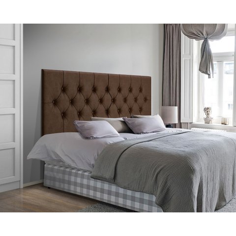 Cabeceira Painel Cama Casal 1,40 Capitonê Box Estofada - Marrom Suede