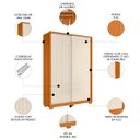 Ver imagem 3 de Guarda Roupa Solteiro 160cm Rizatto Flex A02 Off/cinamomo - Mpozenato