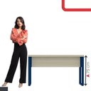 Ver imagem 3 de Mesa Escritório 1340x600x750mm M1340pe40tub Castanheira Natural-azul Delrei