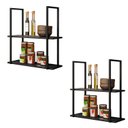 Ver imagem 1 de Kit 2 Prateleira Madeira Industrial Suspensa 60 Cm Multiuso