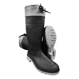 Bota Borracha Pvc Impermeável Galocha Cinza com Amarra Indus Preta com Cinza Liso 42 Br - 3
